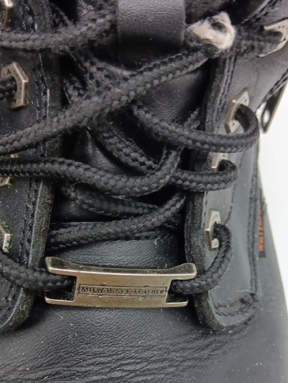 Men's Black Lace-Up Work Boots with Side Zipper SIZE 9